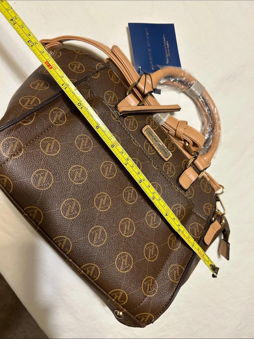 Adrienne Vittadini Brown & Tan Logo Satchel